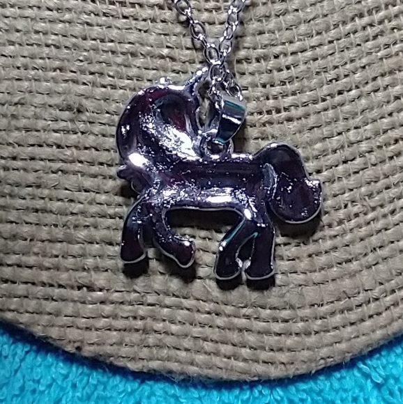 Silvertone colorful rhinestone unicorn chain necklace - Picture 6 of 6